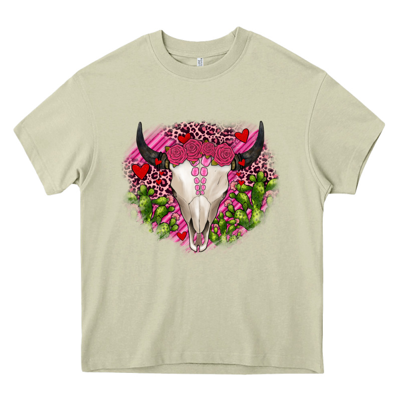 Bull Skull Cactus Valentines Heavy Core Tee by JahusDesignShop | Teevron