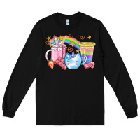 Black Unicorn Coffee Cup With Star Bbs Long Sleeve Tee - BundleAndBundleShop
