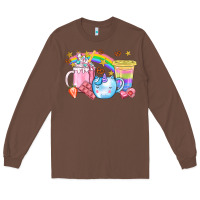 Chestnut Unicorn Coffee Cup With Star Bbs Long Sleeve Tee - BundleAndBundleShop