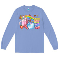 Colony Blue Unicorn Coffee Cup With Star Bbs Long Sleeve Tee - BundleAndBundleShop