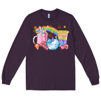 Plum Unicorn Coffee Cup With Star Bbs Long Sleeve Tee - BundleAndBundleShop