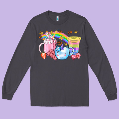 Unicorn Coffee Cup With Star Bbs Long Sleeve Tee Designed By Bundleandbundleshop