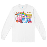 White Unicorn Coffee Cup With Star Bbs Long Sleeve Tee - BundleAndBundleShop