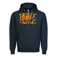 Navy Love Fall Y'all Zipper Hoodie - texasbilliewilder