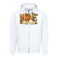 White Love Fall Y'all Zipper Hoodie - texasbilliewilder