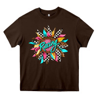 Chocolate Brown racing sunflower Heavy Core Tee - AdoDesignShop