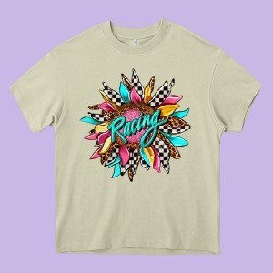 Racing Sunflower Heavy Core Tee Designed By Adodesignshop