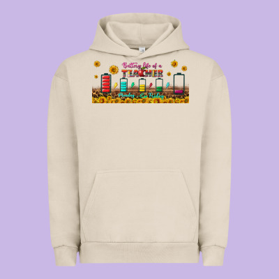 Battery Life Of A Teacher Libbey Glass Urban Hoodie Designed By Bundleandbundleshop