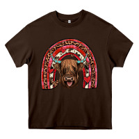 Chocolate Brown valentines highland cow rainbow Heavy Core Tee - JahusDesignShop