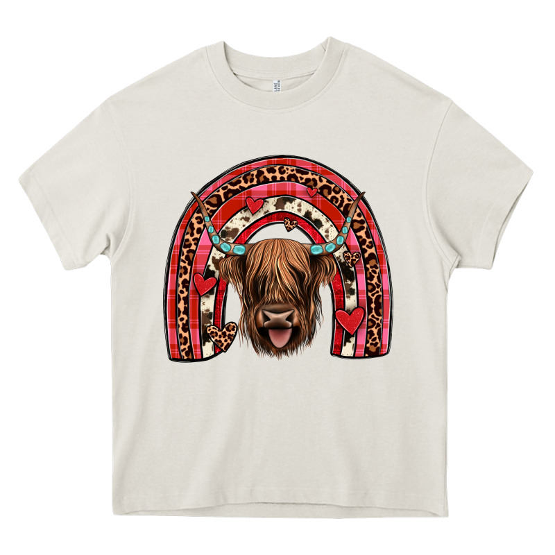 Valentines Highland Cow Rainbow Heavy Core Tee by JahusDesignShop | Teevron