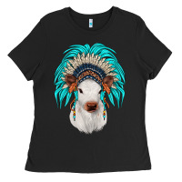 Black calf indian headdress Ladies Tee - JahusDesignShop