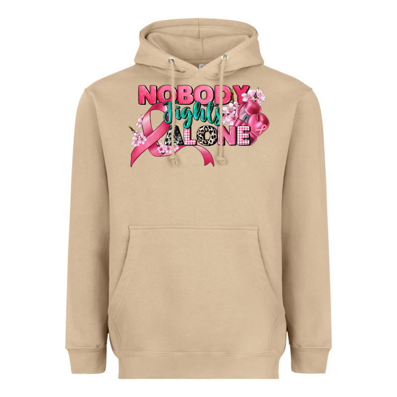 Nobody Fights Alone Cancer Awareness Heavyweight Hoodie by CowGirlArtShop | Teevron