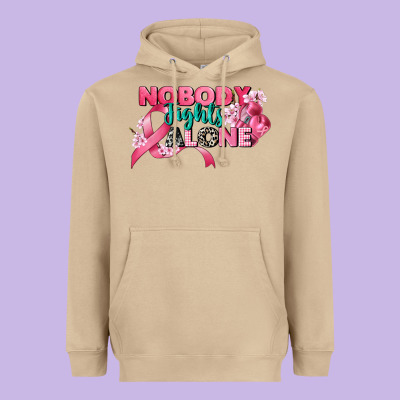Nobody Fights Alone Cancer Awareness Heavyweight Hoodie Designed By Cowgirlartshop
