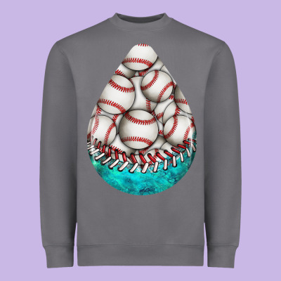 Baseball And Western Roses Teardrop  8 Heavyweight Sweatshirt Designed By Bundleandbundleshop