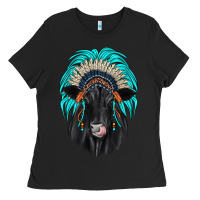 Black black angus indian headdress Ladies Tee - JahusDesignShop