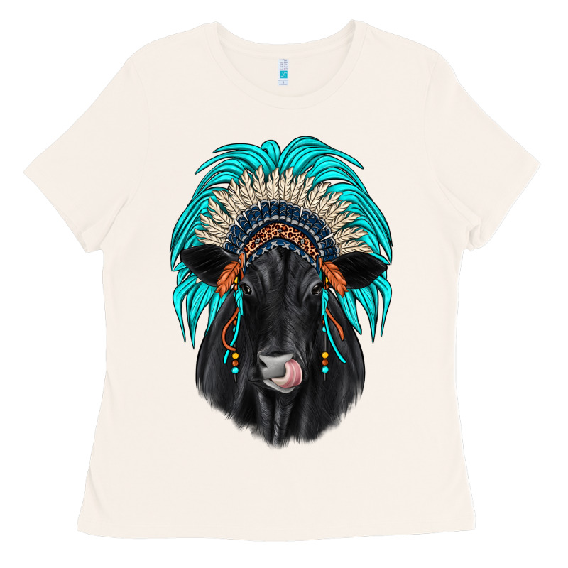 Black Angus Indian Headdress Ladies Tee by JahusDesignShop | Teevron