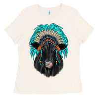 Bone black angus indian headdress Ladies Tee - JahusDesignShop