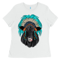 White black angus indian headdress Ladies Tee - JahusDesignShop