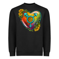 Black Lgbtq Heart With Sunflower Heavyweight Sweatshirt - BundleAndBundleShop