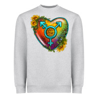 Heather Grey Lgbtq Heart With Sunflower Heavyweight Sweatshirt - BundleAndBundleShop