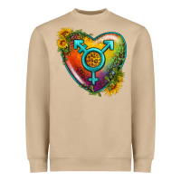 Mushroom Lgbtq Heart With Sunflower Heavyweight Sweatshirt - BundleAndBundleShop