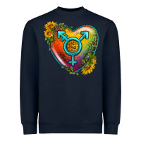 Navy Lgbtq Heart With Sunflower Heavyweight Sweatshirt - BundleAndBundleShop