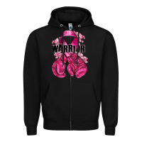 Black Warrior Breast Cancer with boxing gloves Zipper Hoodie - NancyCooperArtShop