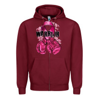 Burgundy Warrior Breast Cancer with boxing gloves Zipper Hoodie - NancyCooperArtShop