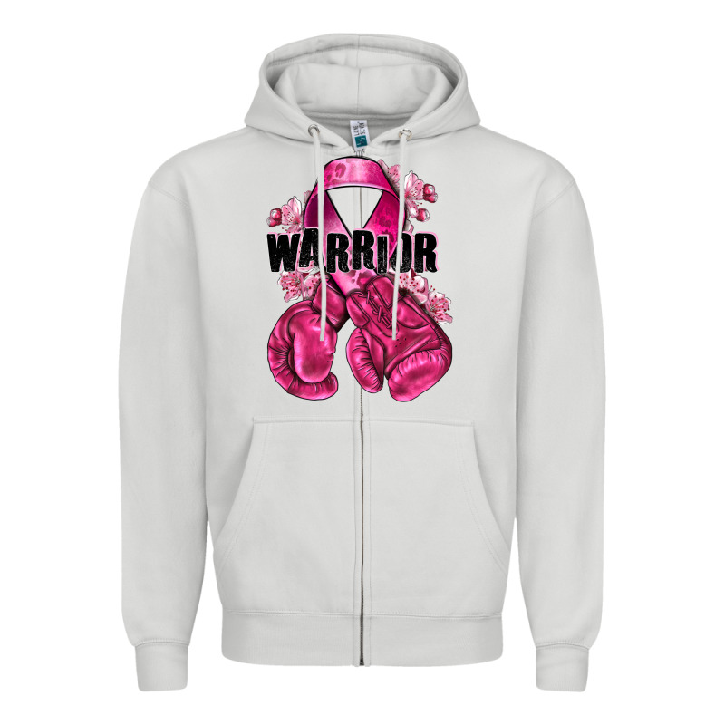 Warrior Breast Cancer With Boxing Gloves Zipper Hoodie by NancyCooperArtShop | Teevron