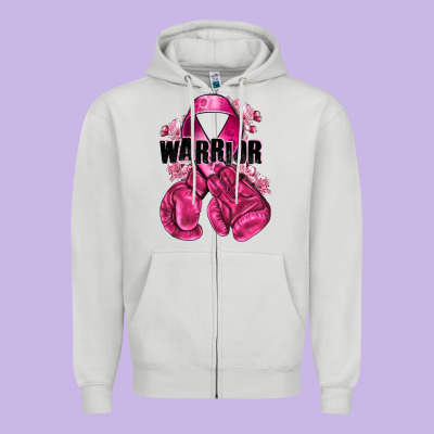 Warrior Breast Cancer With Boxing Gloves Zipper Hoodie Designed By Nancycooperartshop