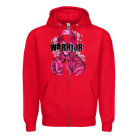 Red Warrior Breast Cancer with boxing gloves Zipper Hoodie - NancyCooperArtShop