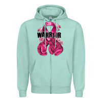 Seafoam Warrior Breast Cancer with boxing gloves Zipper Hoodie - NancyCooperArtShop