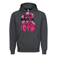 Smoke Warrior Breast Cancer with boxing gloves Zipper Hoodie - NancyCooperArtShop