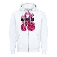 White Warrior Breast Cancer with boxing gloves Zipper Hoodie - NancyCooperArtShop