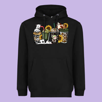 Cowhide Coffee Cup Heavyweight Hoodie Designed By Howdyjamesfarm