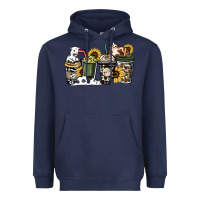 Navy cowhide coffee cup Heavyweight Hoodie - HowdyJamesFarm
