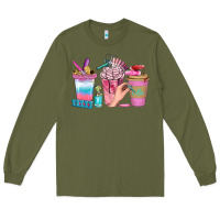 Army Green Nail Coffee Cups With Rings Bbs Long Sleeve Tee - BundleAndBundleShop