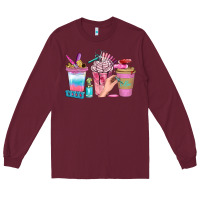 Burgundy Nail Coffee Cups With Rings Bbs Long Sleeve Tee - BundleAndBundleShop