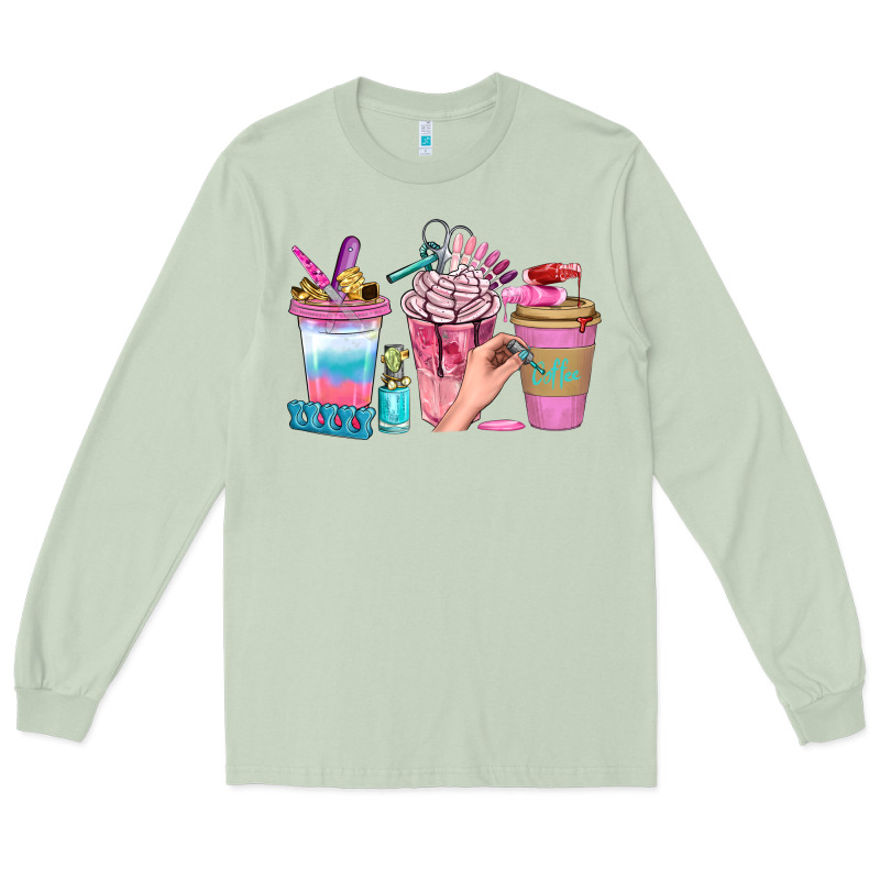 Nail Coffee Cups With Rings Bbs Long Sleeve Tee by BundleAndBundleShop | Teevron