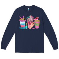 Navy Nail Coffee Cups With Rings Bbs Long Sleeve Tee - BundleAndBundleShop