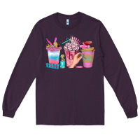 Plum Nail Coffee Cups With Rings Bbs Long Sleeve Tee - BundleAndBundleShop