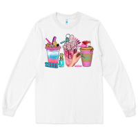 White Nail Coffee Cups With Rings Bbs Long Sleeve Tee - BundleAndBundleShop