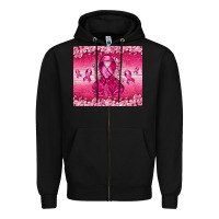 Black Breast Cancer with boxing gloves Zipper Hoodie - NancyCooperArtShop