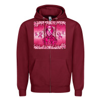 Burgundy Breast Cancer with boxing gloves Zipper Hoodie - NancyCooperArtShop