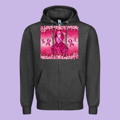 Breast Cancer With Boxing Gloves Zipper Hoodie Designed By Nancycooperartshop