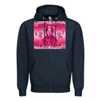 Navy Breast Cancer with boxing gloves Zipper Hoodie - NancyCooperArtShop
