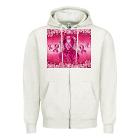 Oatmeal Heather Breast Cancer with boxing gloves Zipper Hoodie - NancyCooperArtShop