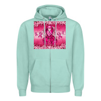 Seafoam Breast Cancer with boxing gloves Zipper Hoodie - NancyCooperArtShop