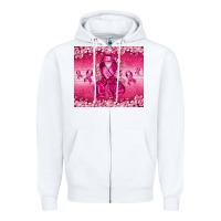 White Breast Cancer with boxing gloves Zipper Hoodie - NancyCooperArtShop