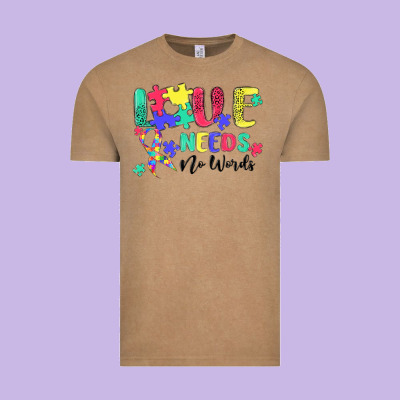 Love Needs No Words Autism Vintage Tee Designed By Maliassmallbusiness